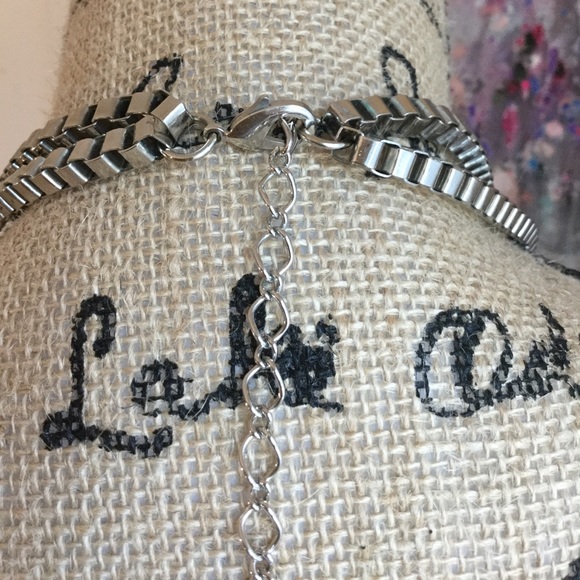 Statement One of a Kind Silver and Black Necklace - Picture 4 of 4